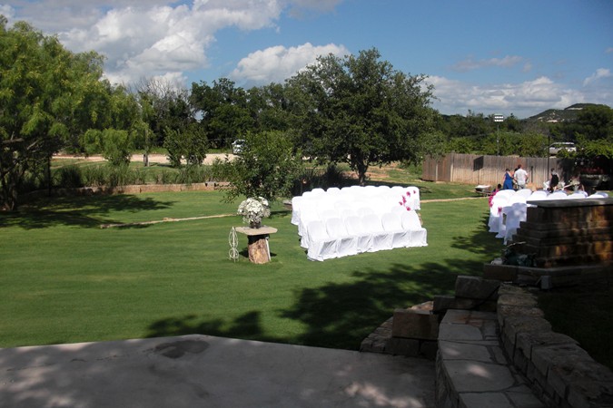 "View of Waterfall & Seating for Ceremony"
